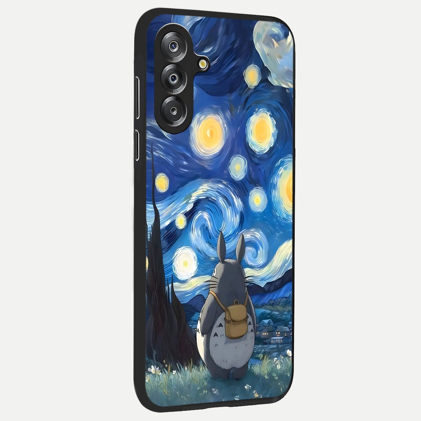 Totoro In Van Gogh Art Glass Case upright view showcasing creative character artwork with painterly artistic theme.