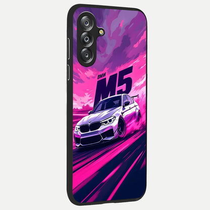 Velocity Drift Pulse Glass Case upright view showcasing powerful racing artwork with energetic motorsport theme.