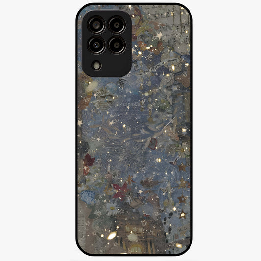 Aesthetic Astrolophia Glass Case showing flat back view with dreamy aesthetic design and glossy glass finish.