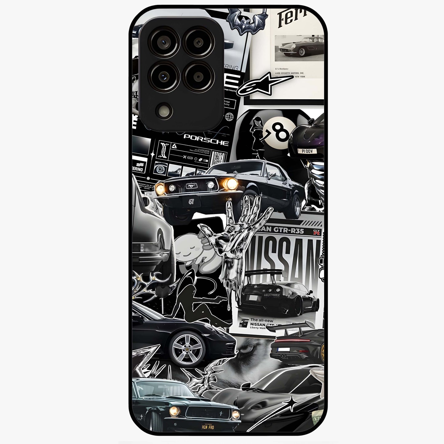 Aesthetic Dark Love Glass Case showing flat back view with dark romantic artwork and glossy glass finish.