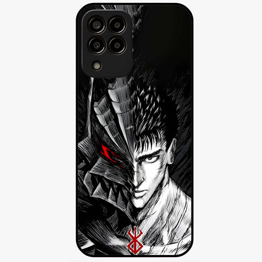 Berserker Blood Oath Glass Case showing flat back view with fierce warrior inspired artwork and glossy glass finish.