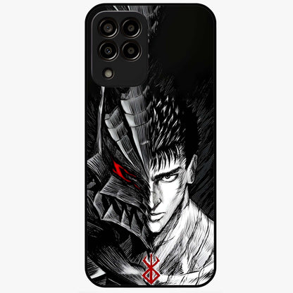 Berserker Blood Oath Glass Case showing flat back view with fierce warrior inspired artwork and glossy glass finish.
