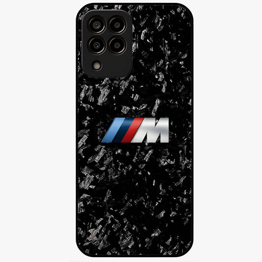 Carbon Speed Mark Glass Case showing flat back view with sporty carbon pattern artwork and glossy glass finish.