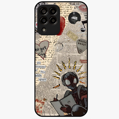 City Dream Sketch Glass Case showing flat back view with artistic city skyline sketch artwork and glossy glass finish.