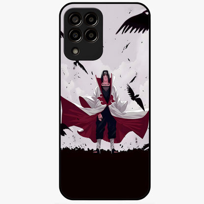 Crimson Crow Ascension Glass Case showing flat back view with mystical crow artwork and glossy glass finish.