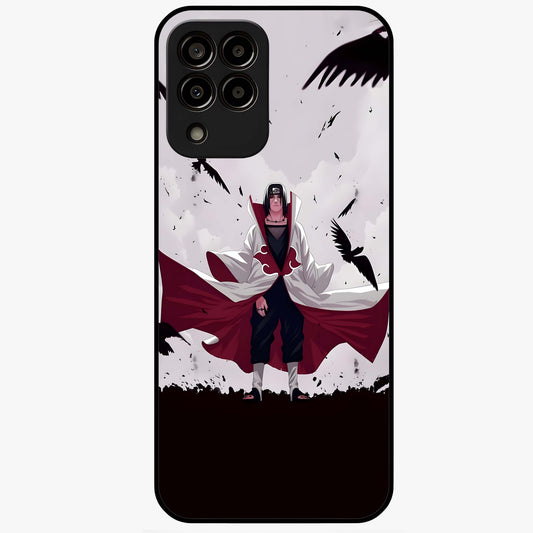 Crimson Crow Ascension Glass Case showing flat back view with mystical crow artwork and glossy glass finish.