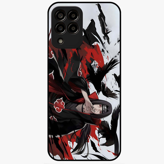 Crimson Crow Illusion Glass Case showing flat back view with artistic crow illusion artwork and glossy glass finish.