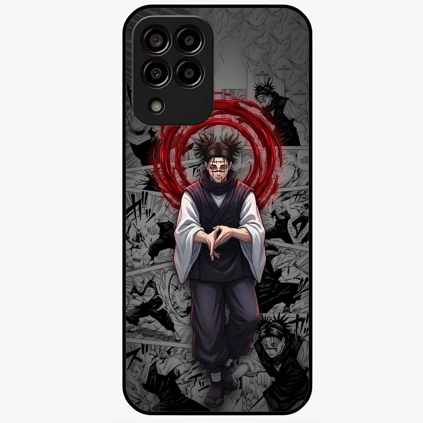 Cursed Ritual Ascension Glass Case showing flat back view with dark ritual themed artwork and glossy glass finish.