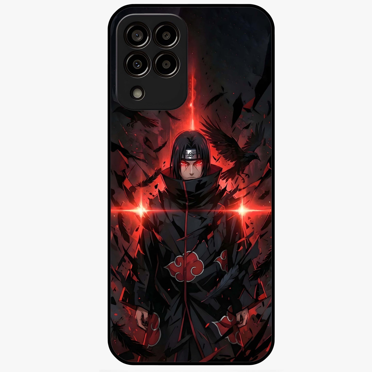 Focus Mode On Glass Case showing flat back view with bold motivational typography design and glossy glass finish.