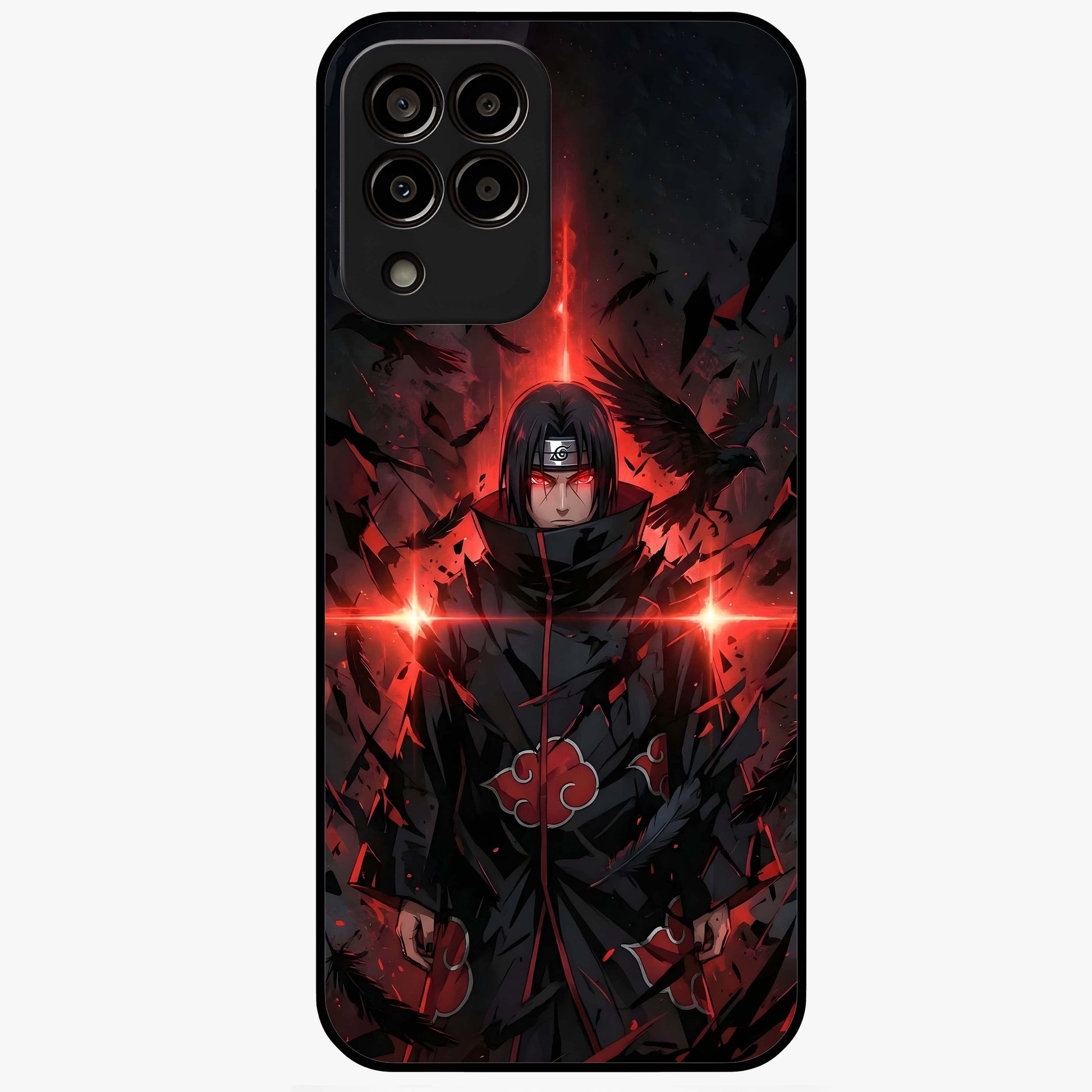Focus Mode On Glass Case showing flat back view with bold motivational typography design and glossy glass finish.