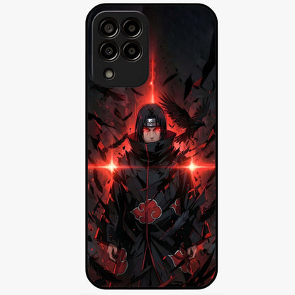 Focused Blade Discipline Glass Case showing flat back view with warrior sword themed artwork and glossy glass finish.