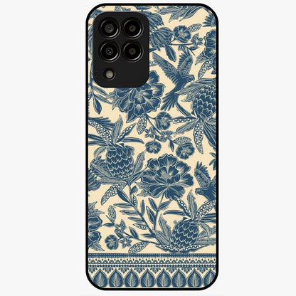 Heirloom Wild Bloom Glass Case showing flat back view with vintage inspired wild flower artwork and glossy glass finish.