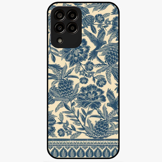 Heirloom Wild Bloom Glass Case showing flat back view with vintage inspired wild flower artwork and glossy glass finish.