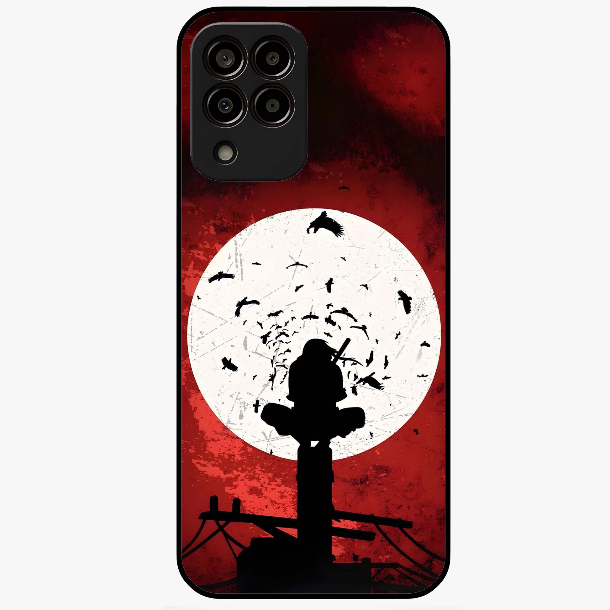 Itachi Limited Edition Naruto Anime Glass Case showing flat back view with iconic anime character artwork and glossy glass finish.