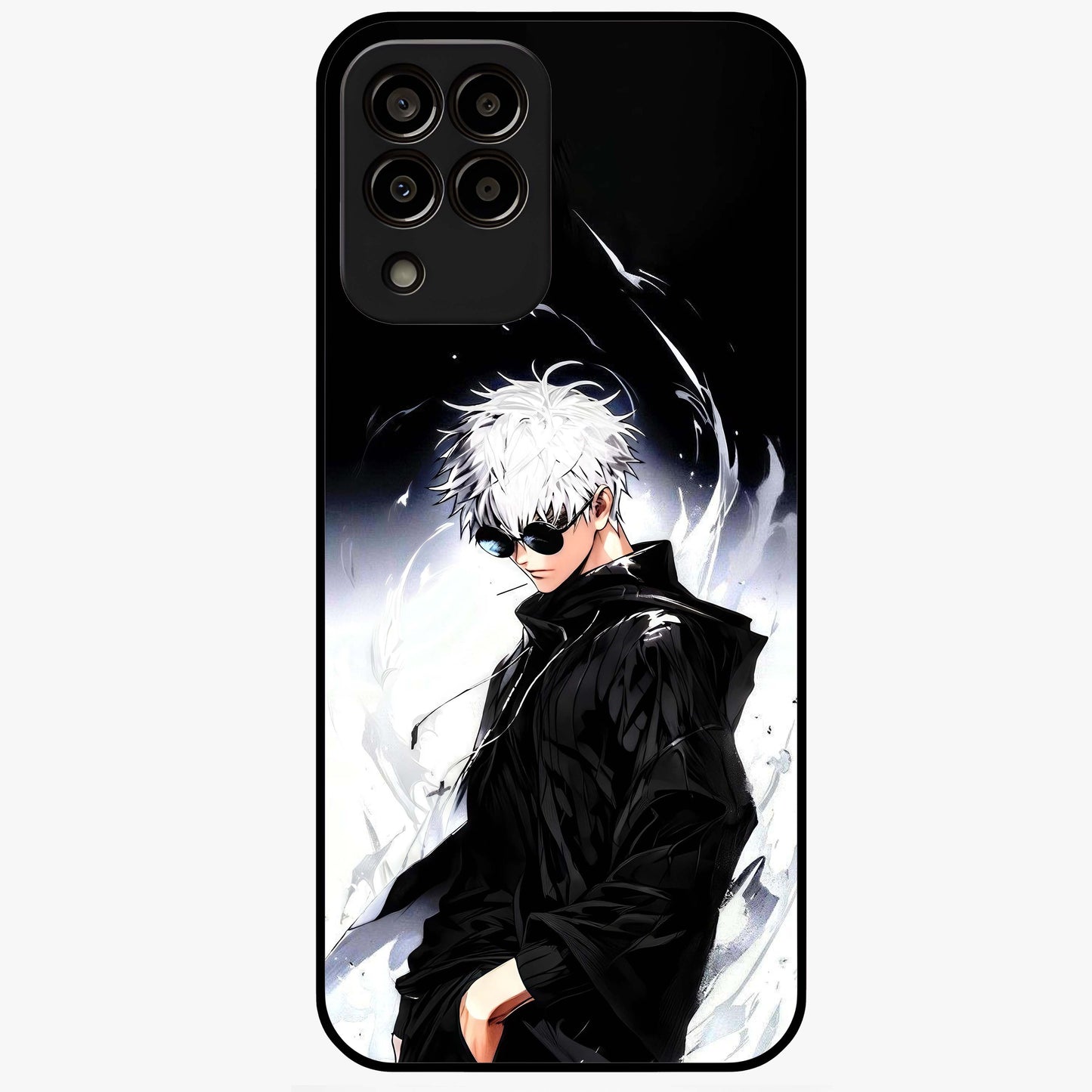 Limitless Shadow King Glass Case showing flat back view with powerful shadow warrior artwork and glossy glass finish.