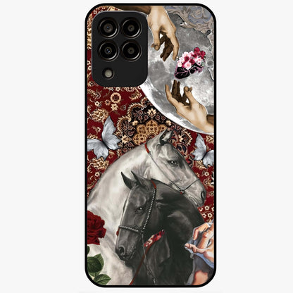 Moonlit Royal Stallion Glass Case showing flat back view with majestic horse under moonlight artwork and glossy glass finish.