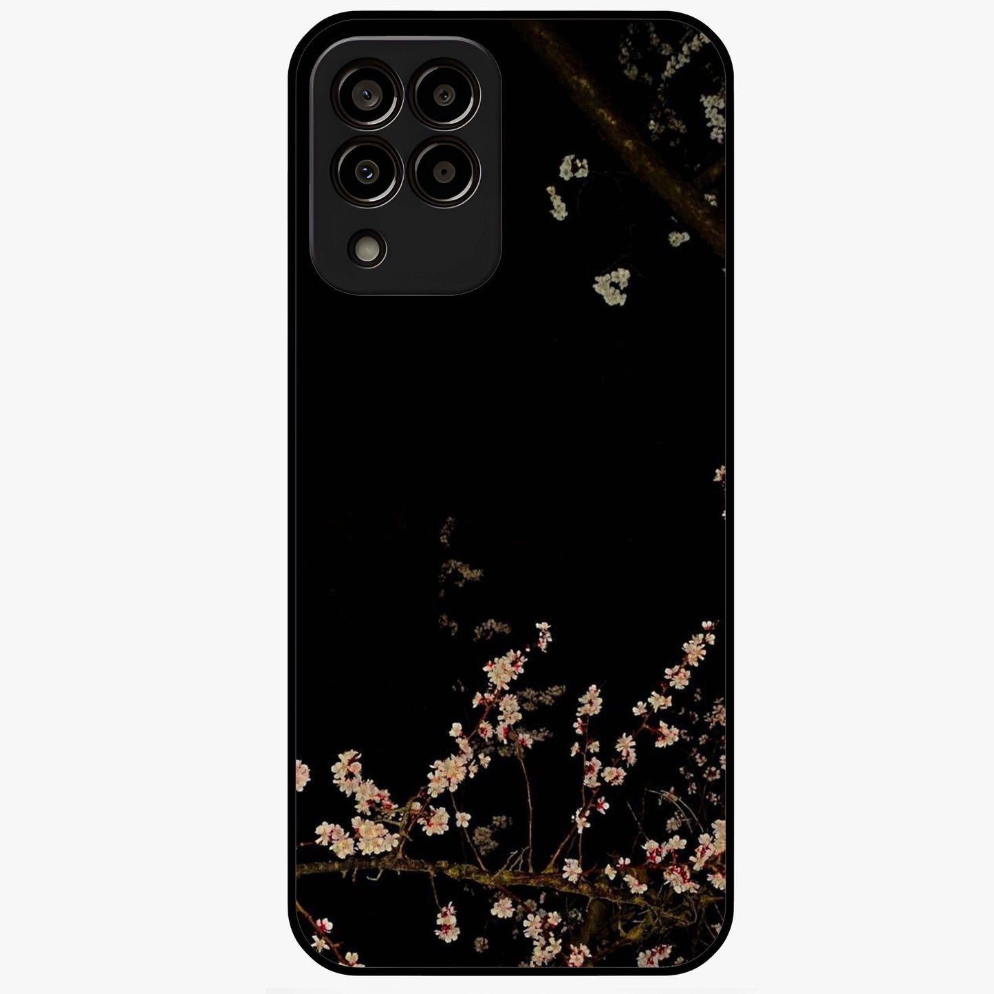 Petal Moon Light With Custom Name Glass Case showing flat back view with floral moonlight artwork and personalized name design.