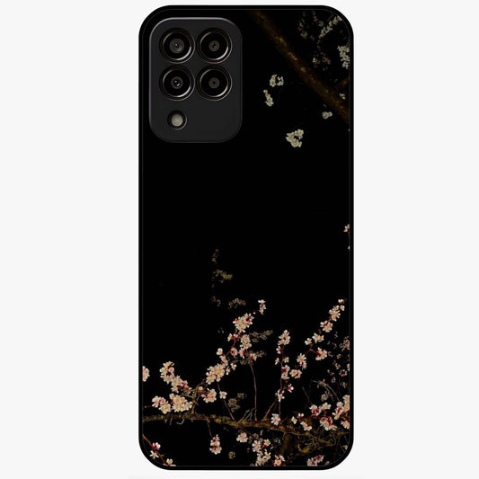 Petal Moon Light With Custom Name Glass Case showing flat back view with floral moonlight artwork and personalized name design.