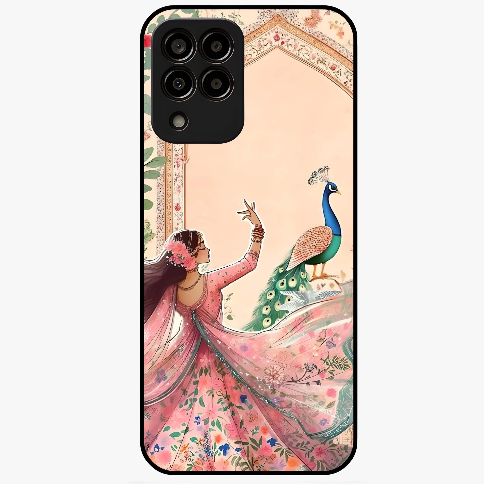 Royal Grace Muse Glass Case showing flat back view with elegant artistic artwork and glossy glass finish.
