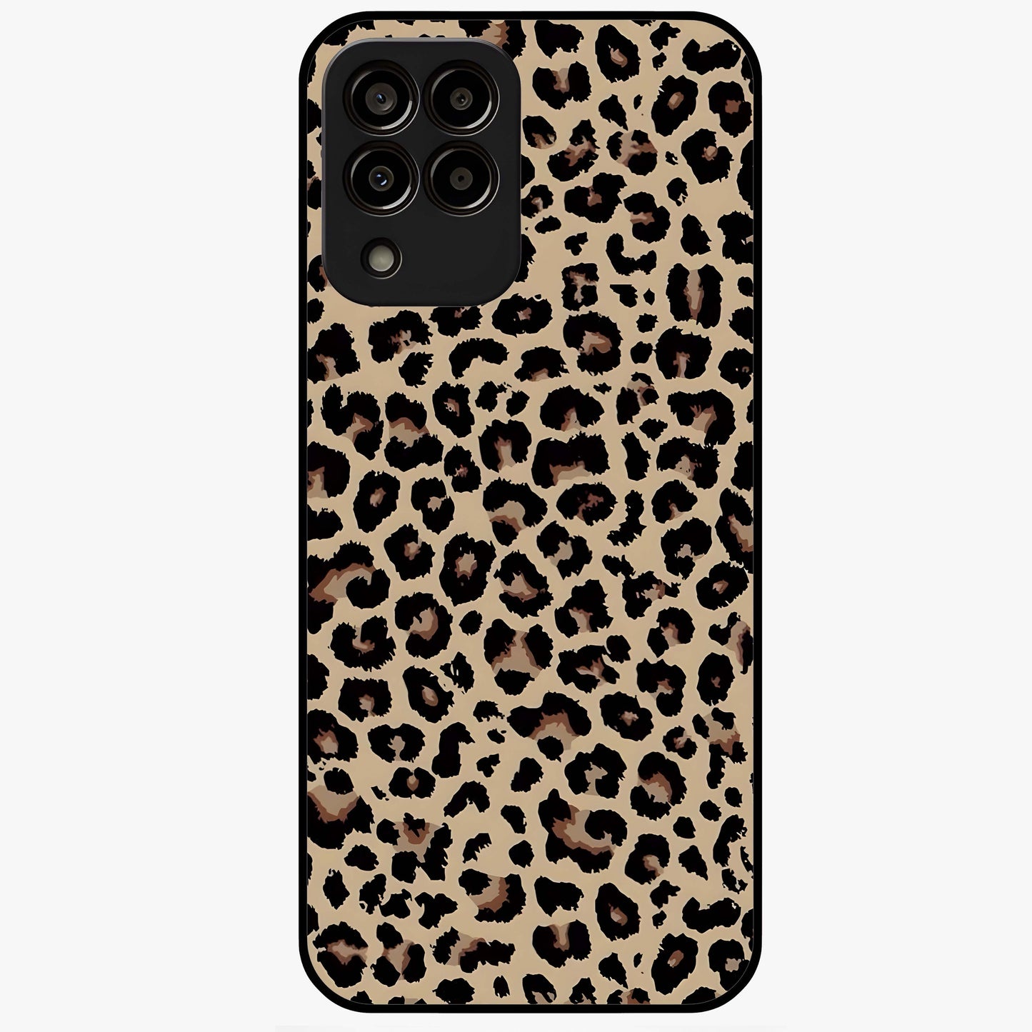 Savage Chic Pattern Glass Case showing flat back view with stylish patterned artwork and glossy glass finish.