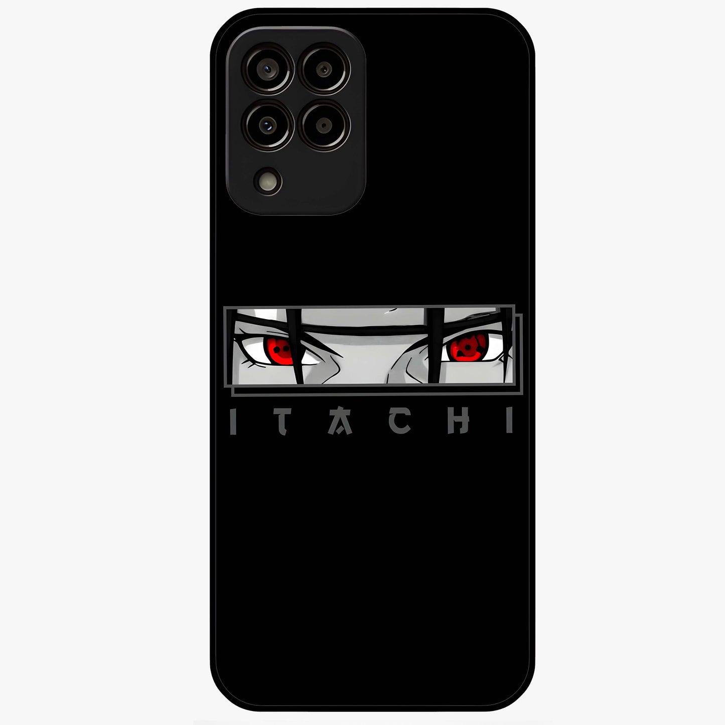 Scarlet Gaze Dominance Glass Case showing flat back view with striking red themed artwork and glossy glass finish.