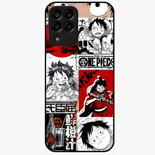 Strawhat Chaos Panels Glass Case showing flat back view with anime inspired chaos panel artwork and glossy glass finish.