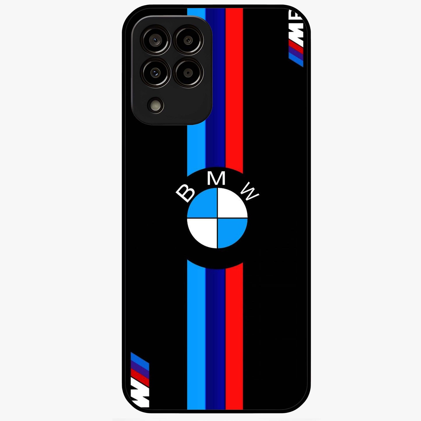 Turbo BMW Beast Glass Case showing flat back view with high performance sports car artwork and glossy glass finish.
