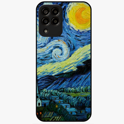 Van Gogh Art Glass Case showing flat back view with classic painterly artwork inspired by Van Gogh style and glossy glass finish.
