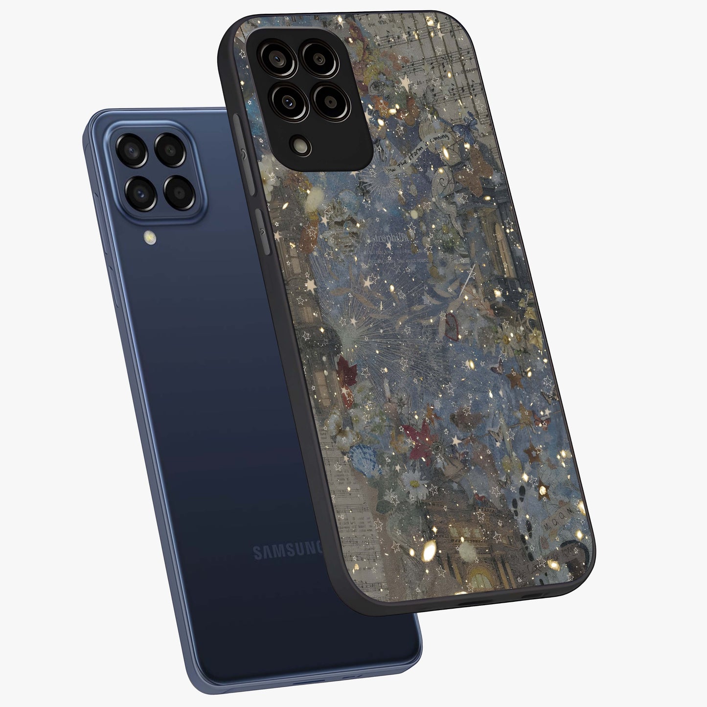 Aesthetic Astrolophia Glass Case displayed in angled mockup highlighting artistic aesthetic elements and smooth glass surface.