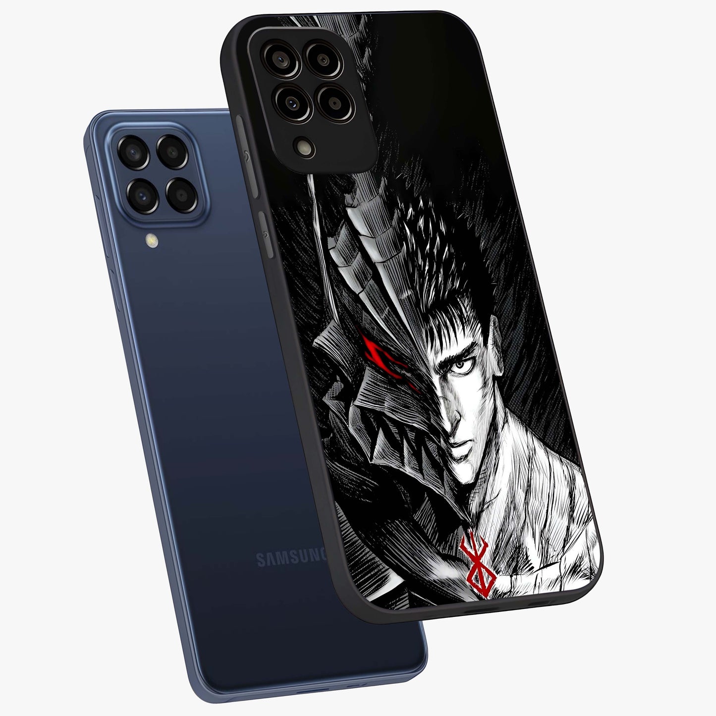 Berserker Blood Oath Glass Case displayed in angled mockup highlighting dark fantasy graphic design and powerful theme.