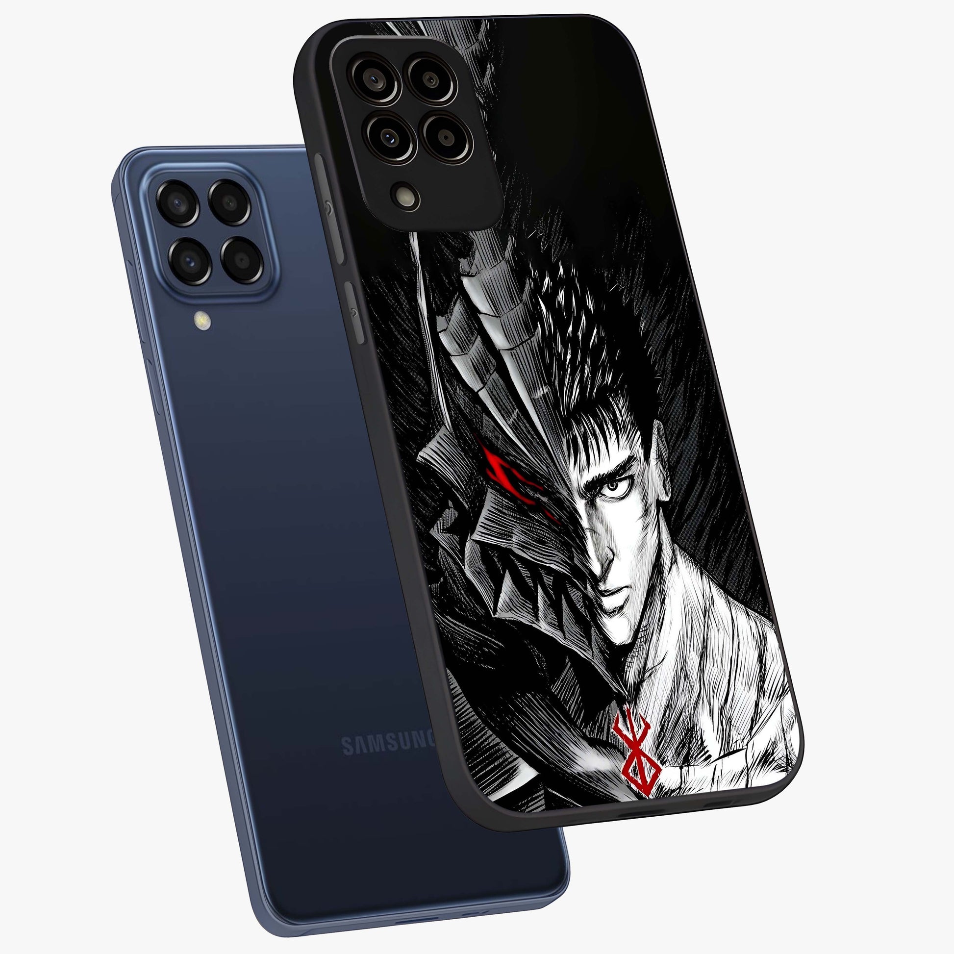 Berserker Blood Oath Glass Case displayed in angled mockup highlighting dark fantasy graphic design and powerful theme.