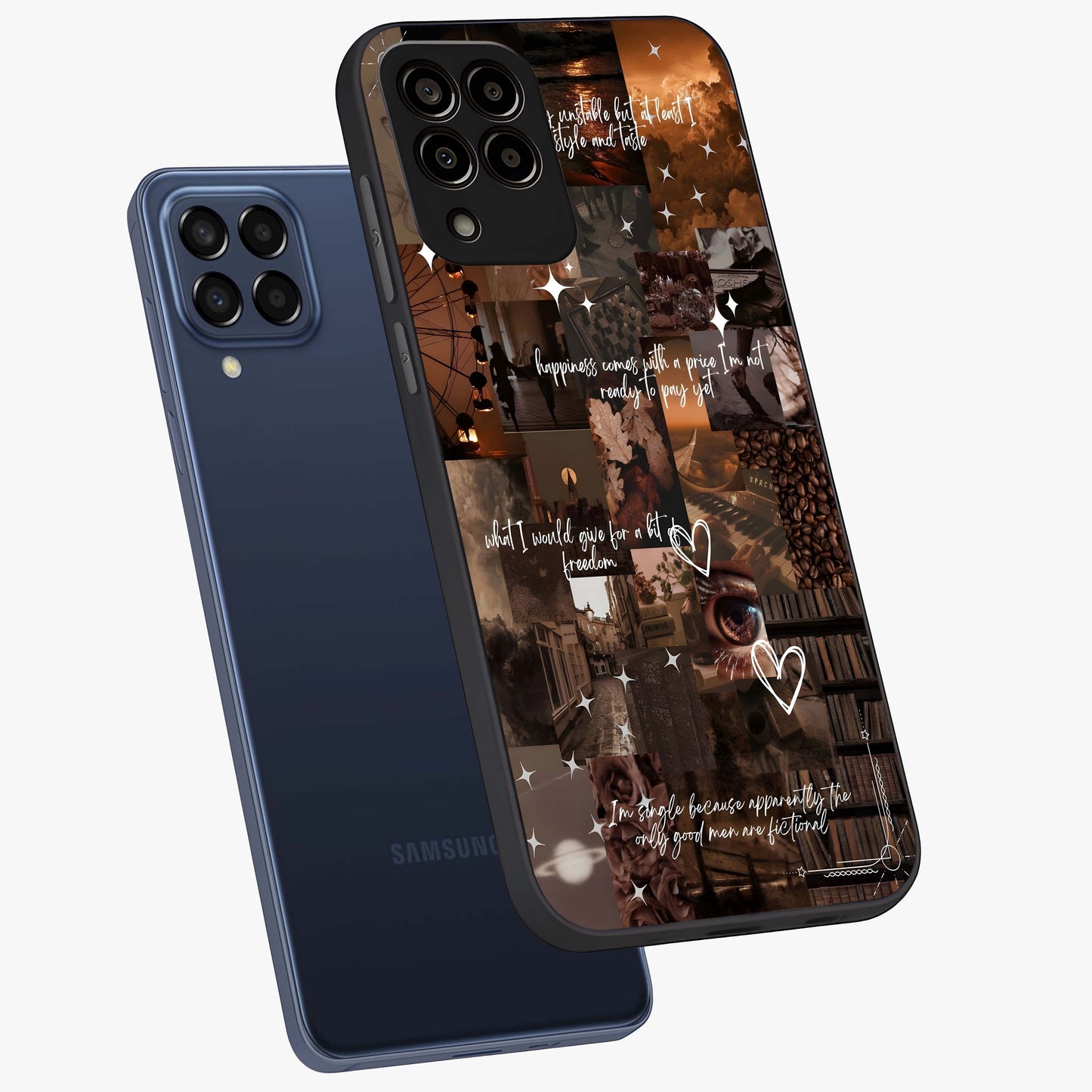 Bittersweet Aesthetic Chaos Glass Case displayed in angled mockup highlighting expressive abstract artwork and edgy aesthetic theme.