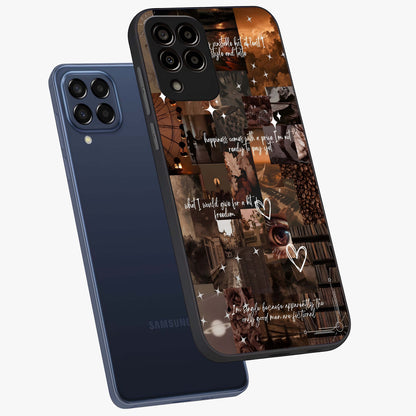 Bittersweet Aesthetic Chaos Glass Case displayed in angled mockup highlighting expressive abstract artwork and edgy aesthetic theme.