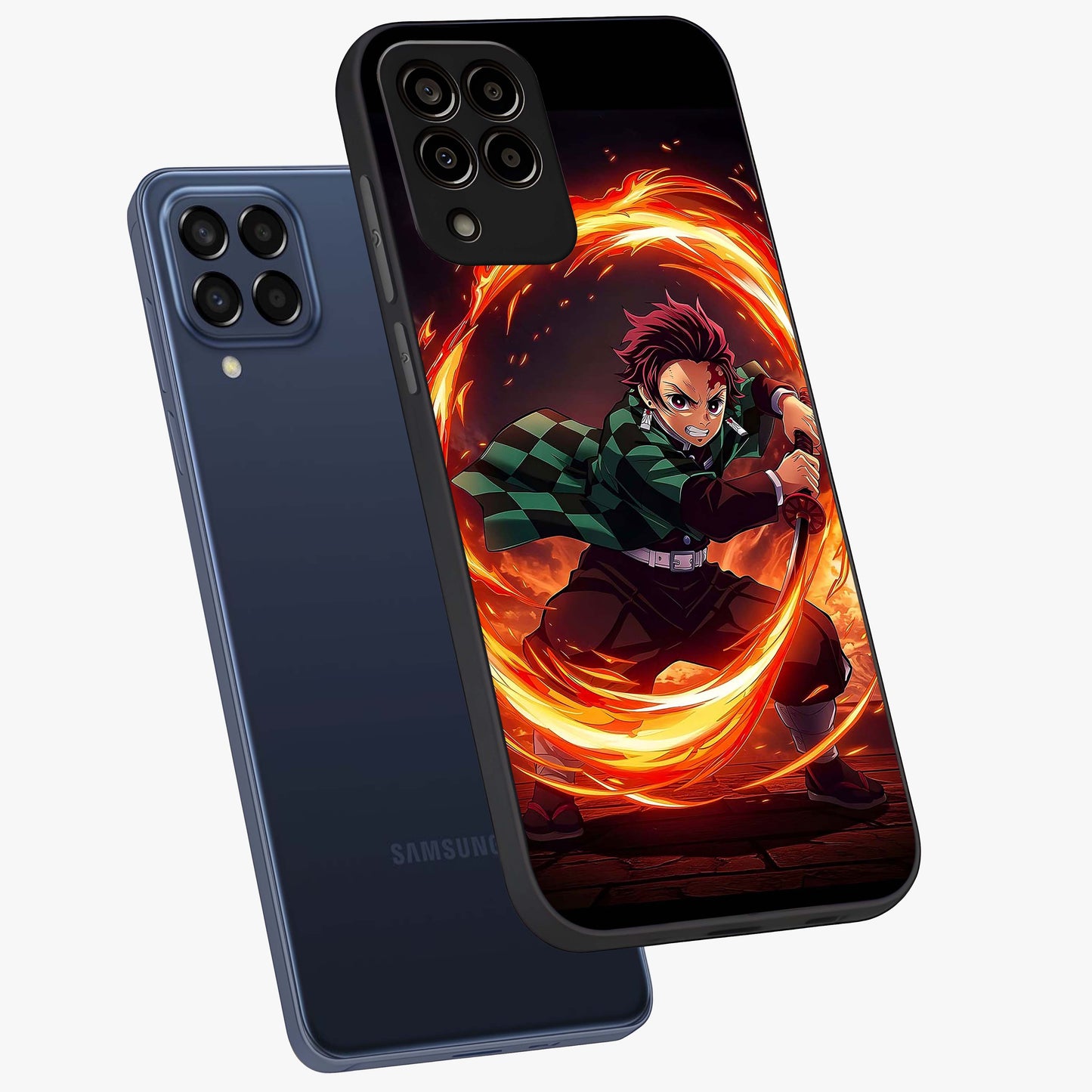 Blazing Sword Resolve Glass Case displayed in angled mockup highlighting powerful sword illustration and bold fantasy theme.