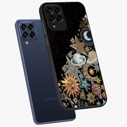 Cosmic Sparkle Dreams Glass Case displayed in angled mockup highlighting dreamy star sparkle design with celestial aesthetic.