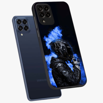 Cyber Sentinel Protocol Glass Case displayed in angled mockup highlighting digital cyber design with sci-fi aesthetic style.