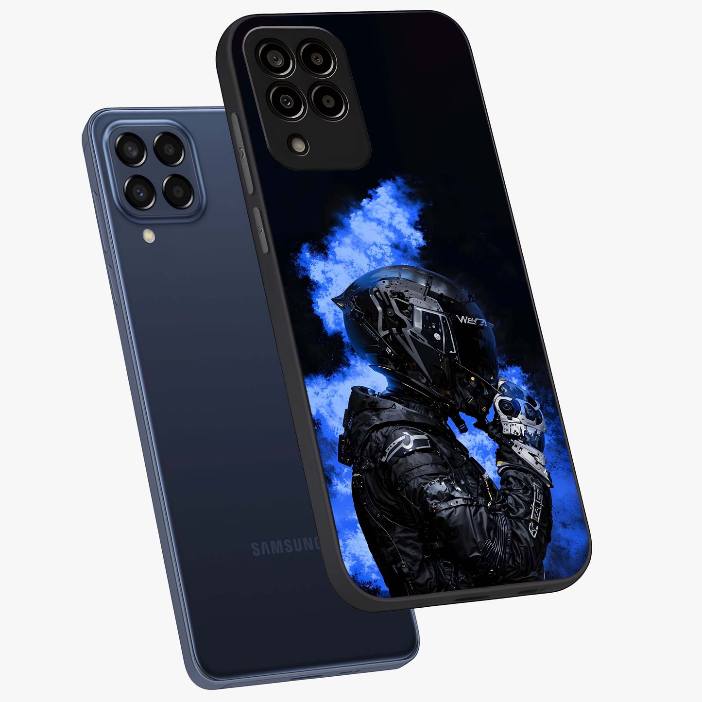Cyber Sentinel Protocol Glass Case displayed in angled mockup highlighting digital cyber design with sci-fi aesthetic style.