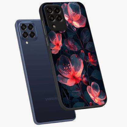 Dark Shade of Flower Glass Case displayed in angled mockup highlighting moody floral illustration with aesthetic dark tones.