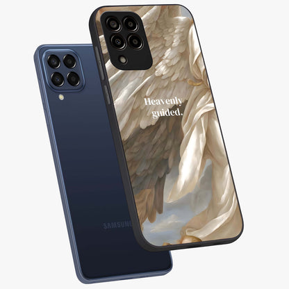 Divine Winged Grace Glass Case displayed in angled mockup highlighting graceful wing design with divine aesthetic style.