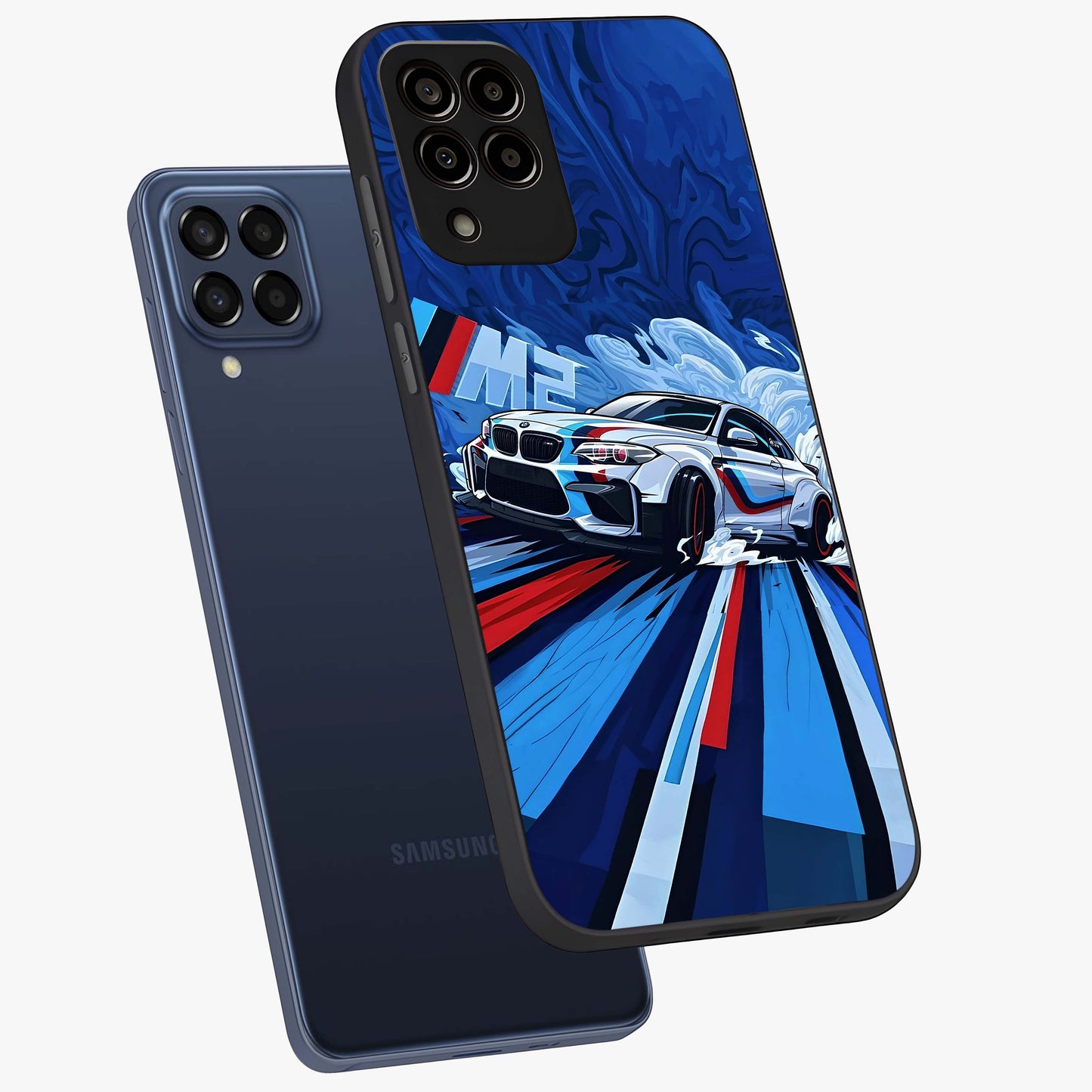 Drift Power Rush Glass Case displayed in angled mockup highlighting powerful drift car design with sporty aesthetic style.