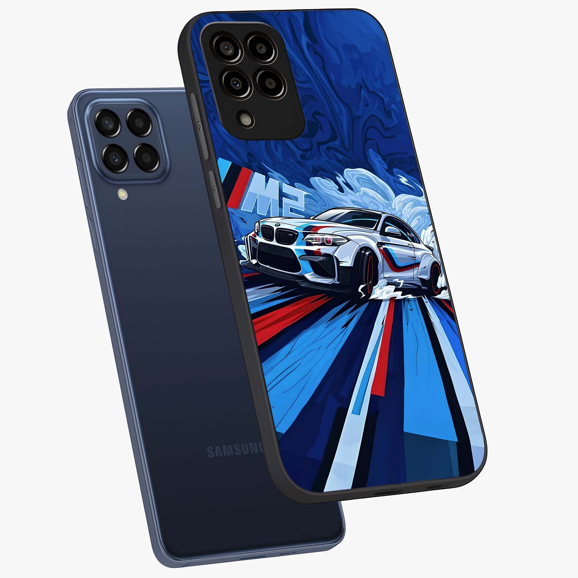 Drift Power Rush Glass Case displayed in angled mockup highlighting powerful drift car design with sporty aesthetic style.