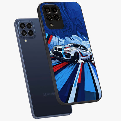 Drift Power Rush Glass Case displayed in angled mockup highlighting powerful drift car design with sporty aesthetic style.