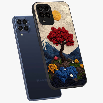 Eternal Nature Tapestry Glass Case displayed in angled mockup highlighting detailed botanical pattern with artistic aesthetic.