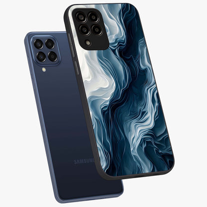 Ethereal Paper Marble Glass Case displayed in angled mockup highlighting elegant marble pattern with modern aesthetic style.