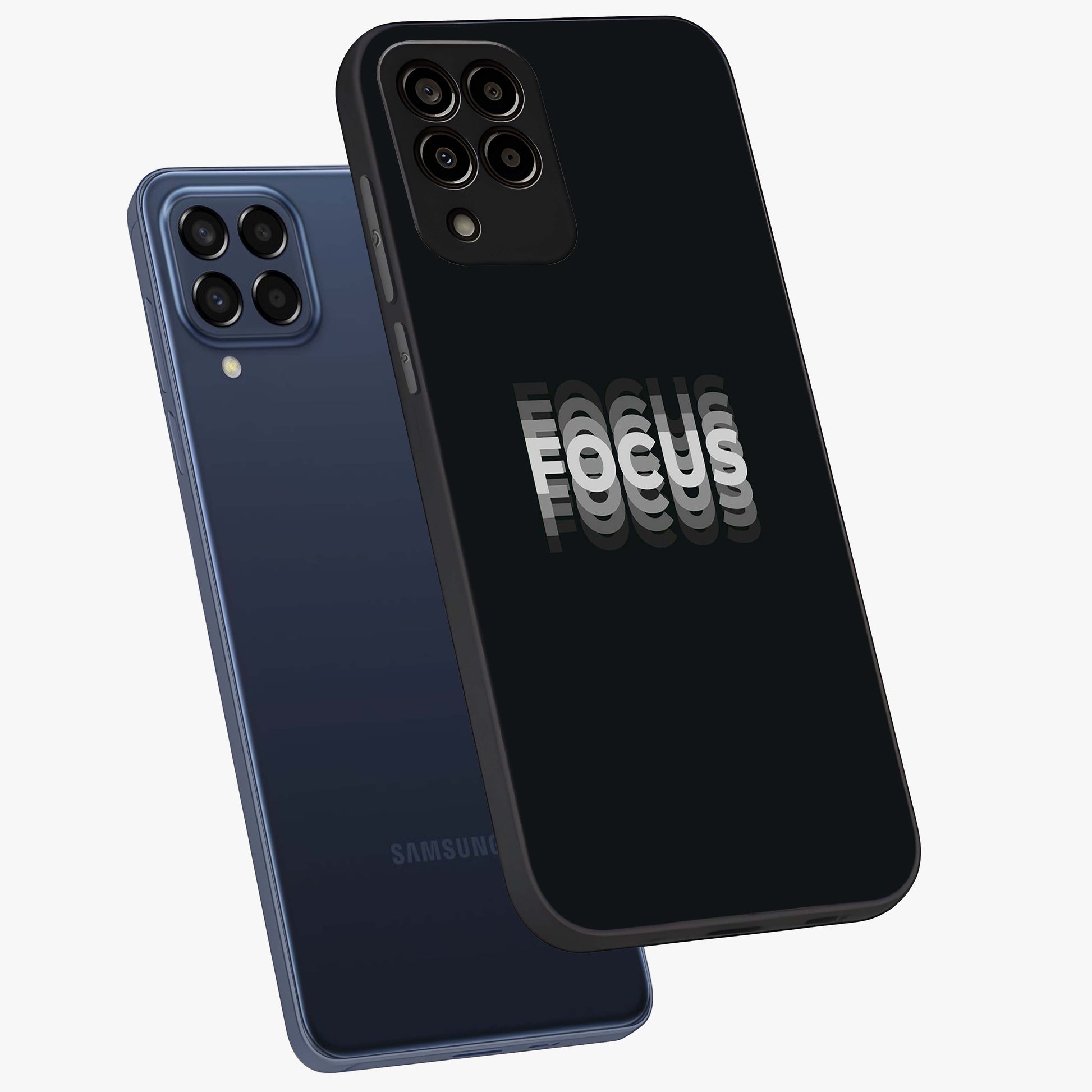 Focused Blade Discipline Glass Case displayed in angled mockup highlighting clean minimal text artwork with modern aesthetic style.