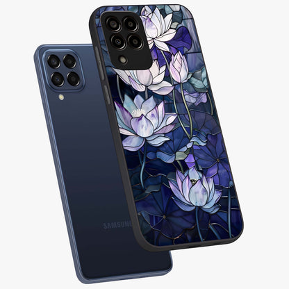 Gloss Petal Rush Glass Case displayed in angled mockup highlighting vibrant petal design with elegant floral aesthetic.