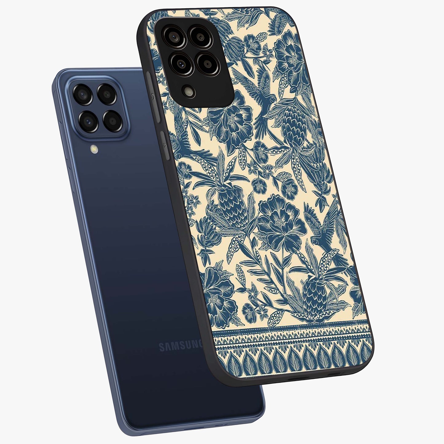 Heirloom Wild Bloom Glass Case displayed in angled mockup highlighting botanical bloom design with classic aesthetic style.