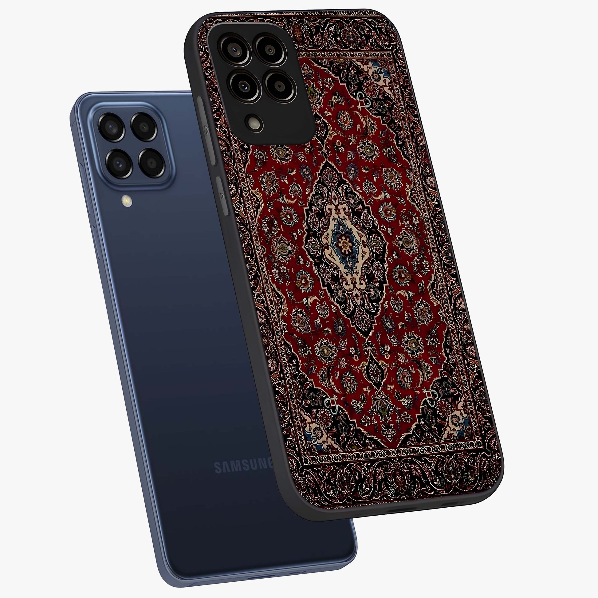 Heritage Carpet Royale Glass Case displayed in angled mockup highlighting intricate royal carpet design with heritage aesthetic.