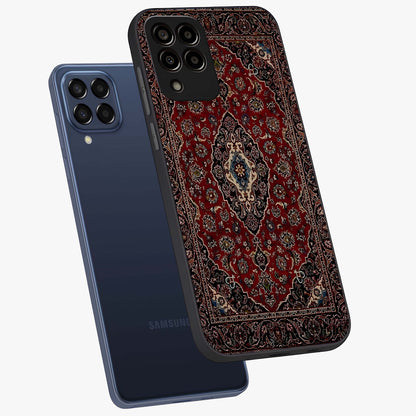 Heritage Carpet Royale Glass Case displayed in angled mockup highlighting intricate royal carpet design with heritage aesthetic.