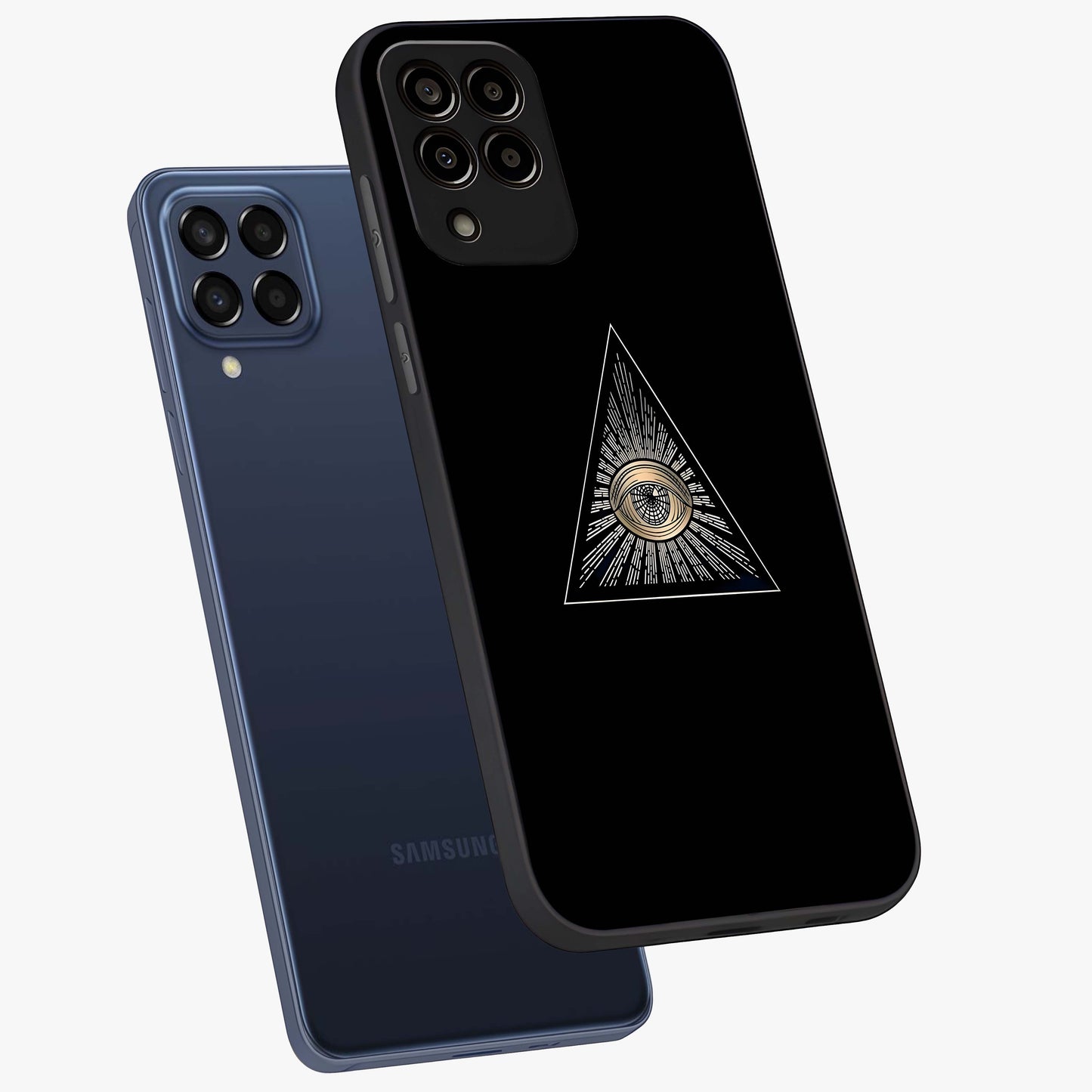 Illuminati Evil Glass Case displayed in angled mockup highlighting dark occult inspired design with bold aesthetic style.